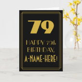 Carte 79e anniversaire ~ Art Déco Inspiré Look "79" & No (Fleur jaune)