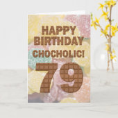 Carte 79e anniversaire au chocolat (Fleur jaune)