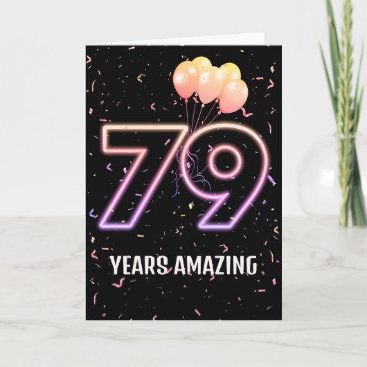 Carte 79e anniversaire Ballons et Confetti (Devant)