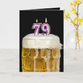 Carte 79e Anniversaire Bière en noir (Fleur jaune)
