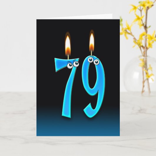 Carte 79e anniversaire bougies (Fleur jaune)