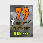 Carte 79e anniversaire : Eerie Halloween Thème + Nom per (Devant)