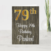 Carte 79e anniversaire : Elégant Faux Gold Look #, Faux  (Devant)