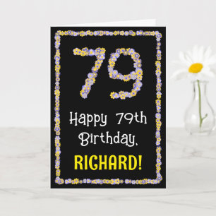 Carte 79e anniversaire : Floral Flowers Numéro, Nom pers