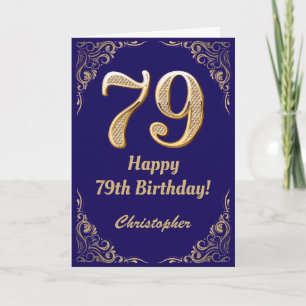 Carte 79e anniversaire Marine Parties scintillant bleu e