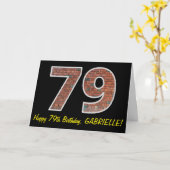 Carte 79e anniversaire - Motif de mur de briques "79" av (Fleur jaune)
