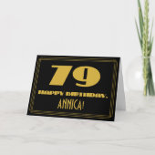 Carte 79e anniversaire : Nom + Art Déco Inspiré Look "79 (Devant)