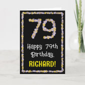 Carte 79e Anniversaire : Nombre de fleurs florales, nom  (Devant)