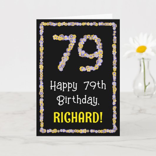 Carte 79e Anniversaire : Nombre de fleurs florales, nom  (Petite plante)