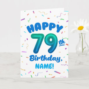 Carte 79e anniversaire, numéro de ballon, nom personnali