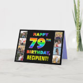 Carte 79e anniversaire : Rainbow Text, Custom Photos & N (Devant)
