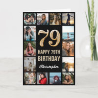 79e Joyeux Anniversaire Black and Gold Photo Colla