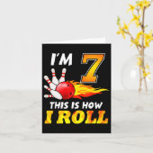 Carte 7 Anniversaire Bowling C'Est Comme Je Roule 7 Ans  (Fleur jaune)