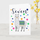 Carte 7 Anniversaire Cadeau Enfants Llama Alpaca (Fleur jaune)