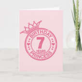 Carte 7 ans - Anniversaire Princesse - rose (Devant)