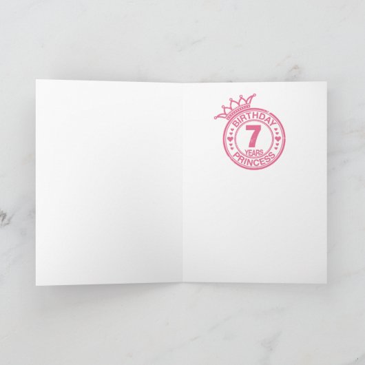 Carte 7 ans - Anniversaire Princesse - rose (Intérieur)