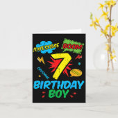 Carte 7 Birthday Boy Comic Cool 7th Bday Superhero Party (Fleur jaune)
