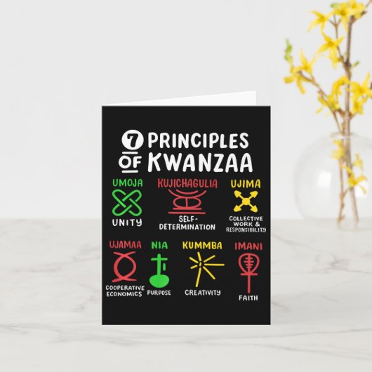Carte 7 Principes De Kwanzaa Noir Africain-Américain Hom (Fleur jaune)