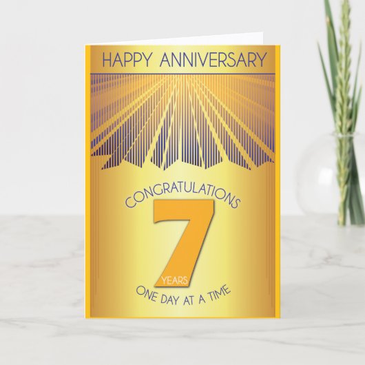 Carte 7 Year Sober Anniversary | Golden Ray 12 Step (Devant)