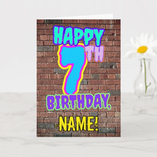 Carte 7e anniversaire - Amusant, Graffiti urbain inspiré (Petite plante)