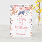 Carte 7e anniversaire Aquarelle Botanique Rose Floral (Fleur jaune)
