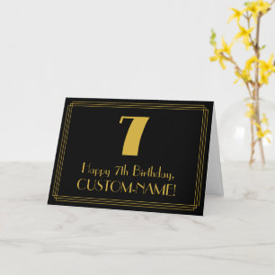 Carte 7e anniversaire : Art Déco Inspiré Look "7" + Nom