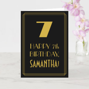 Carte 7e anniversaire ~ Art Déco Inspiré Look "7" & Nom