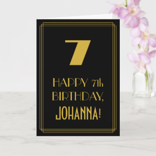 Carte 7e anniversaire - Art Déco Inspiré Look "7" & Nom