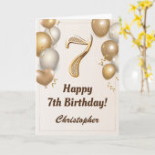 Carte 7e anniversaire Ballons d'or et Confetti Anniversa (Fleur jaune)