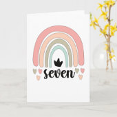 Carte 7e anniversaire Boho Rainbow Party Enfants 7 ans (Fleur jaune)
