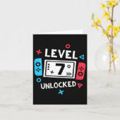 Carte 7e anniversaire Chemise garçon niveau 7 jeu vidéo (Fleur jaune)