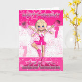 Carte 7e anniversaire de la danse Pom-pom girl, Stars en (Fleur jaune)