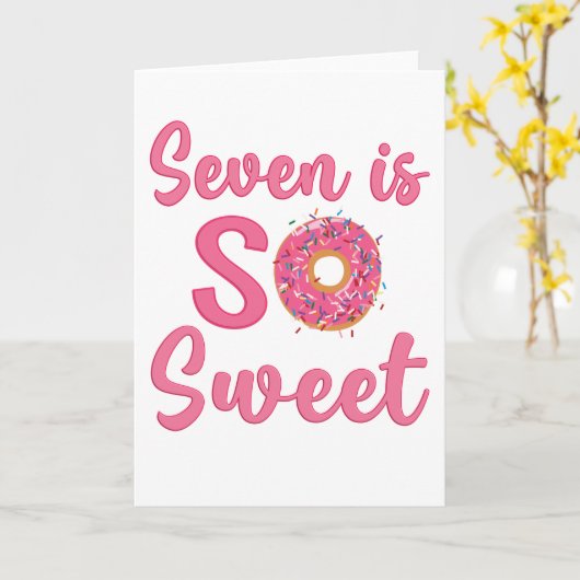 Carte 7e anniversaire Donut sucré 7 ans Cadeau fille (Fleur jaune)