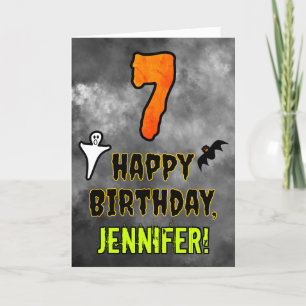 Carte 7e anniversaire : Eerie Halloween Thème + Nom pers