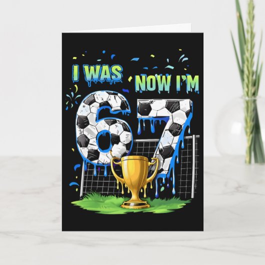 Carte 7e anniversaire Enfants Drôle de football J'avais  (Devant)
