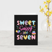 Carte 7e anniversaire fille douce Sassy et sept Donut 7  (Fleur jaune)