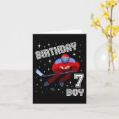 Carte 7e anniversaire Garçon Hockey sur glace 7 ans amus (Fleur jaune)