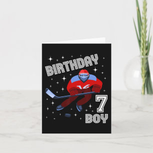 Carte 7e anniversaire Garçon Hockey sur glace 7 ans amus