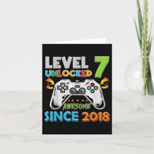 Carte 7e anniversaire garçon niveau 7 déverrouillé stupé