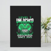 Carte 7e anniversaire Jeu vidéo garçon niveau 7 déverrou (Debout devant)