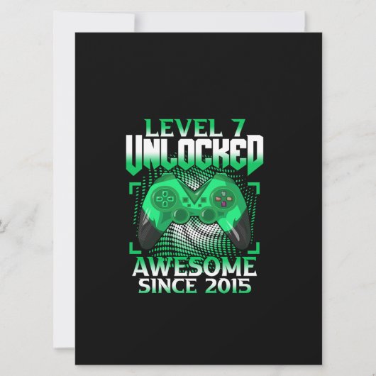 Carte 7e anniversaire Jeu vidéo garçon niveau 7 déverrou (Devant)