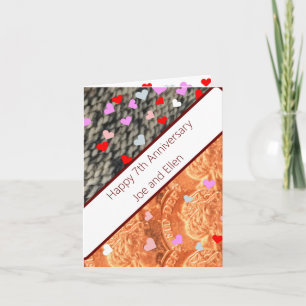 Carte 7e anniversaire, laine et cuivre