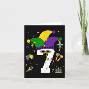Carte 7e anniversaire Mardi Gras Thème 7 ans Garçons Ki