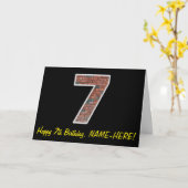 Carte 7e anniversaire - Motif de mur de briques "7" avec (Fleur jaune)