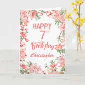 Carte 7e anniversaire Peach Peonies rose Aquarelle Flora (Fleur jaune)