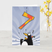 Carte 7e anniversaire - Penguin Surprise (Fleur jaune)
