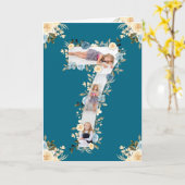 Carte 7e anniversaire Photo Collage bleu Fleur jaune Tur (Fleur jaune)
