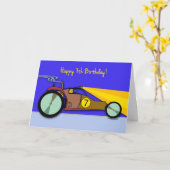Carte 7e anniversaire pour enfant, Dune Buggy Racing à l (Fleur jaune)