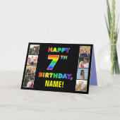 Carte 7e anniversaire : Rainbow Text, Custom Photos & Na (Devant)
