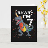 Carte 7e anniversaire T Rex Dinosaur (Fleur jaune)